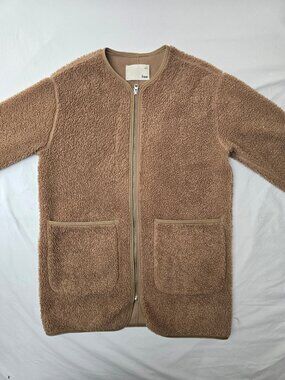 Wilfred Free Sherpa Fleece Zip-Up Jacket – XS – Camel Brown